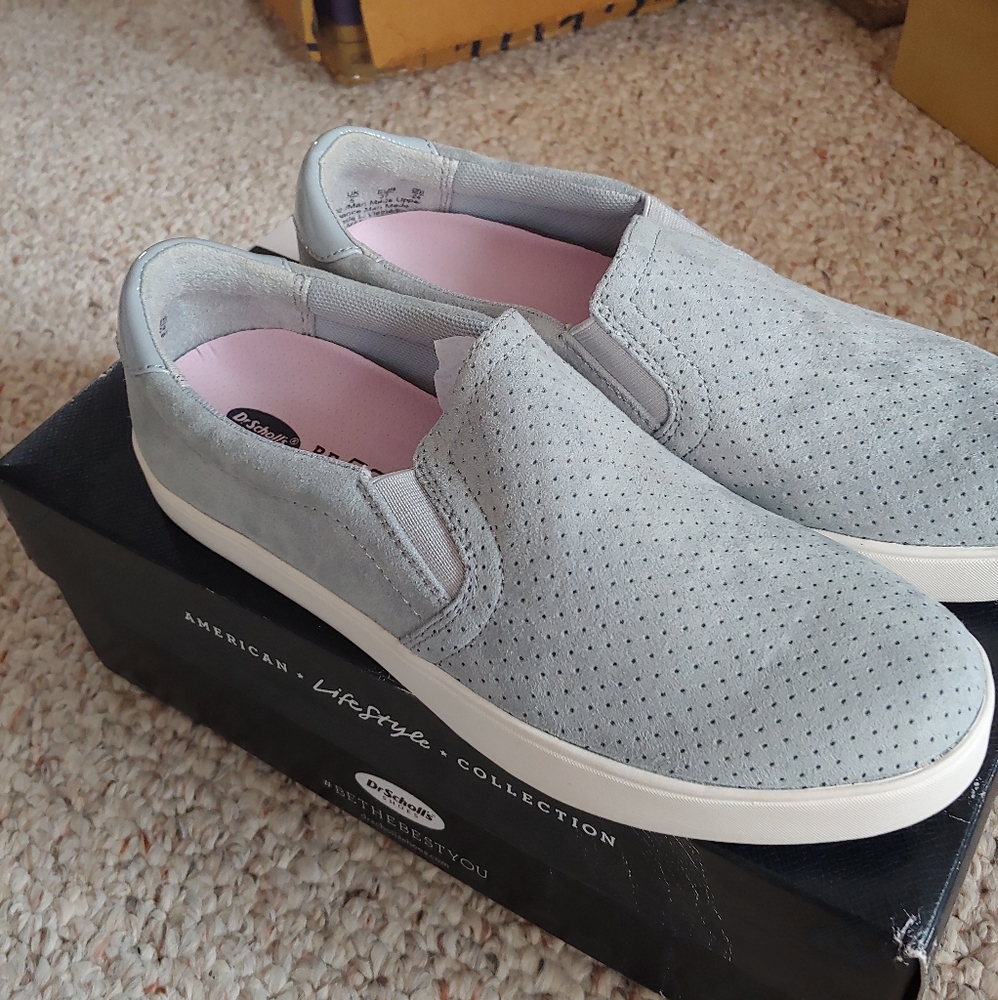 Dr scholls lite was blue slip ons